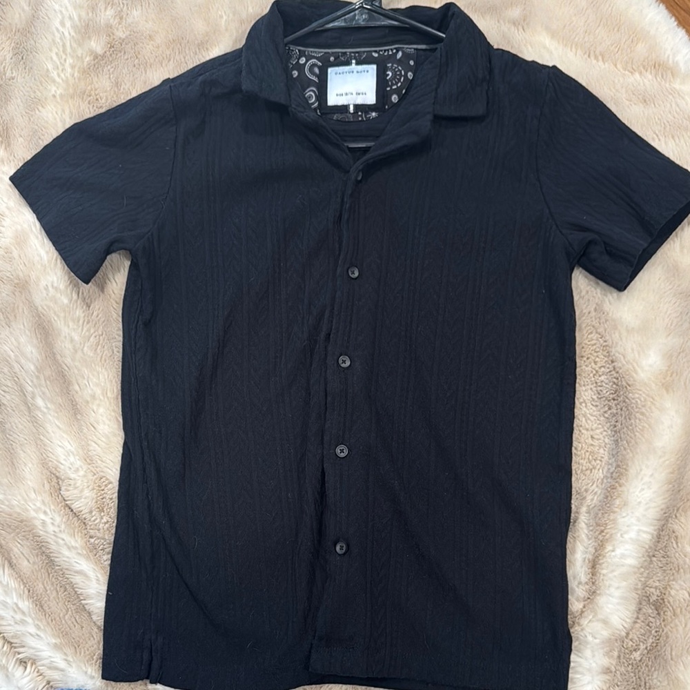 Cactus Boys Black Knit Button Down